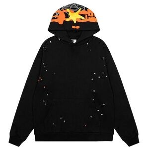Stylish Black and Orange Men's Hoodie